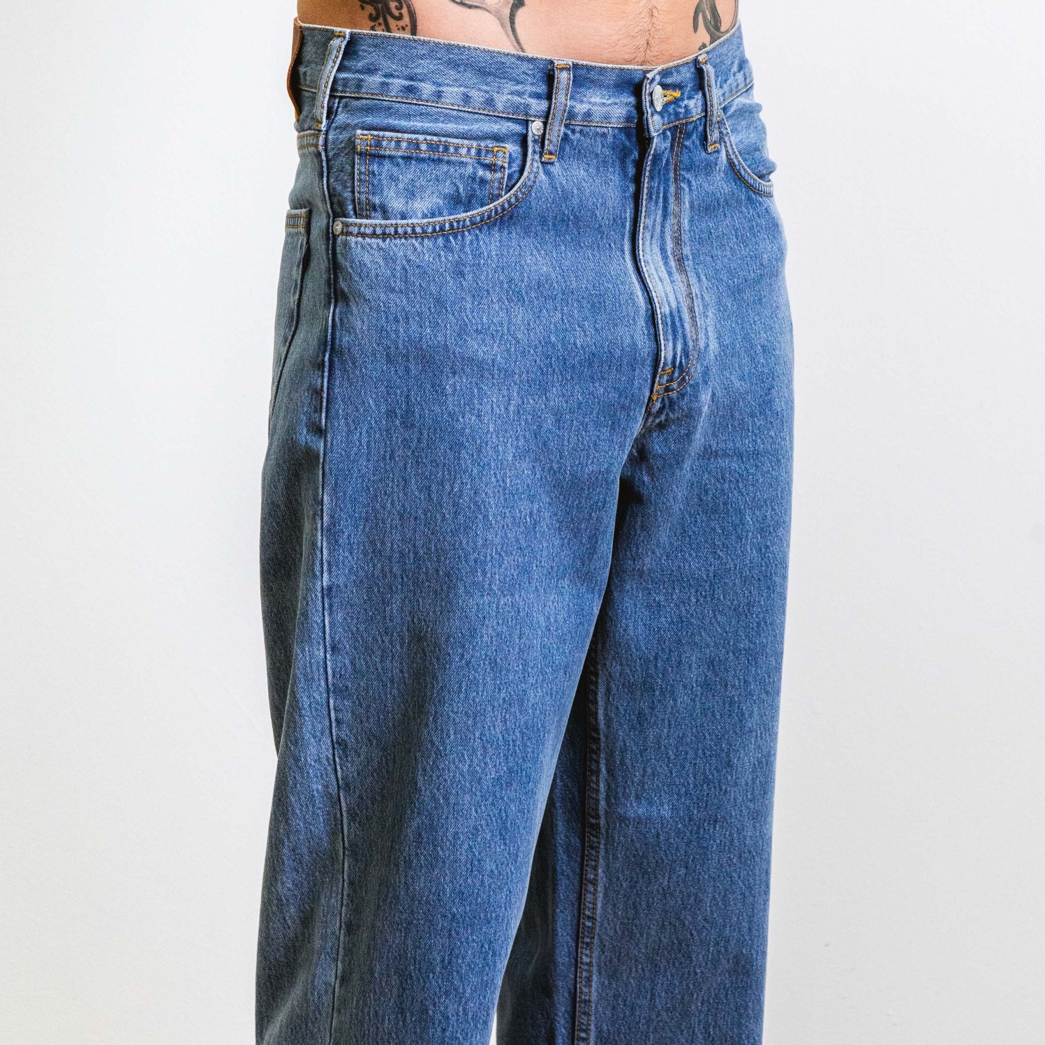 『TEN DENIM XXX 36 BLUE』 XXX Rude Jeans Skinny Men's Size 36x30 Blue Denim Pants Flat Front